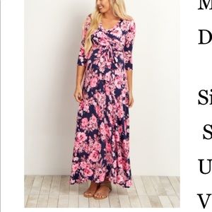 Pink Floral Draped Maxi Dress